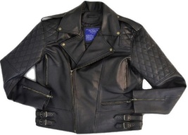 Handmade Men&#39;s Quilted Leather Motorcycle Biker Jacket - £142.34 GBP