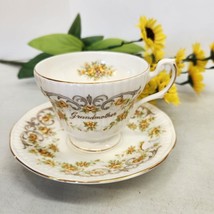 VtgGrandmother Tea Cup &amp; Saucer Royal Dover Yellow Floral Fine Bone China Gift - £8.51 GBP