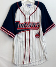 Cleveland Indians Chief Wahoo MLB Vintage 90s Sewn Striped White Jersey XL - £79.36 GBP