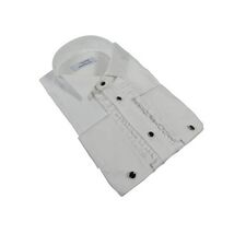 Men CEREMONIA Formal Cotton Shirt Wingtip Slim Fit Turkey #ATF 13 White Ruffle image 3
