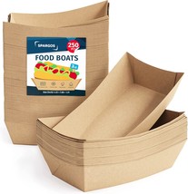 Food Boats (250 Pack) 3Lb Brown - Paper Food Trays Leakproof &amp; Freezer Safe - - $42.99