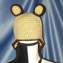 Teddy Bear Hat in Tan with Brown trim (Baby) by Mumsie of Stratford. - £8.79 GBP