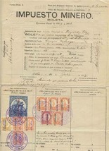1917 Mexico Mining Tax Document A La Ouesta Gold Mine Sonora Revenue Stamps - £121.00 GBP
