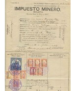 1917 Mexico Mining Tax Document A La Ouesta Gold Mine Sonora Revenue Stamps - £121.11 GBP