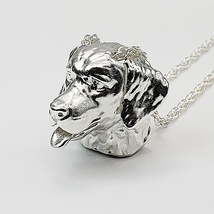 Golden Retriever Necklace, Large, Sterling Silver, 18” Rope Chain - £179.33 GBP