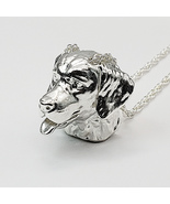 Golden Retriever Necklace, Large, Sterling Silver, 18” Rope Chain - £183.49 GBP