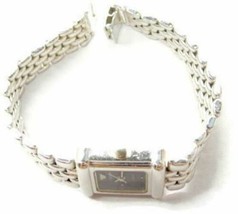 Gruen Quartz Black Face Analog Watch Silver Tone Link Bracelet Woman Wristwatch - £31.06 GBP
