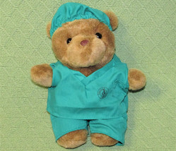 PRESTIGE DOCTOR TEDDY PLUSH MEDICAL BEAR WITH GREEN SCRUBS SURGICAL STUF... - $10.80