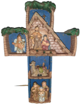Dicksons Nativity Wall hanging Cross with Christmas ornaments 8.25 X 12 ... - $29.00