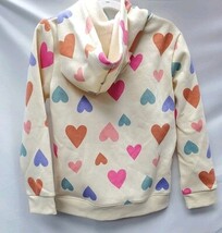 Cat & Jack Girl's Small (6/6X) Printed Zip-up Fleece Hoodie Sand Hearts image 4