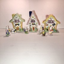 International Bazaar 9 Piece Easter Village Set In Original Box Bunny Rabbit EUC - £26.06 GBP