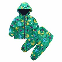 2pc Toddler Baby Boys Girls Graffiti Raincoat Wind-proof Hooded Coat Pan... - £4.78 GBP