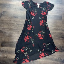 Vintage! Studio C Women’s Size 14 Floral Ruffled Tiered Black Sheer Dress - £12.38 GBP