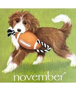 Puppy Playing Football November Dog Days Poster Calendar 14 x 11&quot; DWDDCal - $42.03 CAD