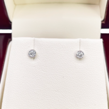 18ct White/Yellow Gold Diamond Bezel Children&#39;s Earrings 0.10ct - £266.49 GBP