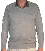 Alpakaandmore Men Roundneck Sweater Royal Alpaca Wool Grey X-Large - £136.72 GBP