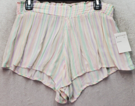 BP Pajama Shorts Women&#39;s Medium Multi Striped 100% Rayon Pleated Elastic... - $13.96