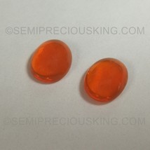 Natural Mexican Fire Opal Oval Cabochon 9X7mm Tangerine Orange Color 2 Piece VS  - £373.85 GBP
