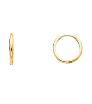 ADIRFINE 14K Solid Yellow Gold Dainty Round High Polish Shiny Huggies Hoop Earri - £90.09 GBP+