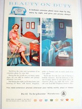 1959 Color Ad Bell Telephone System Bedroom Extension Phone Beauty on Duty - $7.99
