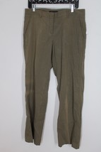 Theory 10 Safari Green Linen Blend Emery Crunch Relaxed Straight Leg Pants Flaws - £15.03 GBP