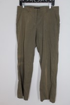 Theory 10 Safari Green Linen Blend Emery Crunch Relaxed Straight Leg Pants Flaws - £14.09 GBP