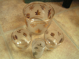 Lot Of 4 Collectable Gold Leaf Starlite Golden Foliage Bar Ware Glasses - £27.15 GBP