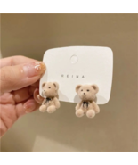 Adorable Light Brown Velvet Teddy Bear Earrings – Cute &amp; Cozy Fashion Ac... - $8.99