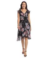 London Times Women's Chiffon Ruffle Dress Black/Blush Size 14 - $798.42 MXN London Times Women's Chiffon Ruffle Dress Black/Blush Size 14 - $798.42 MXN