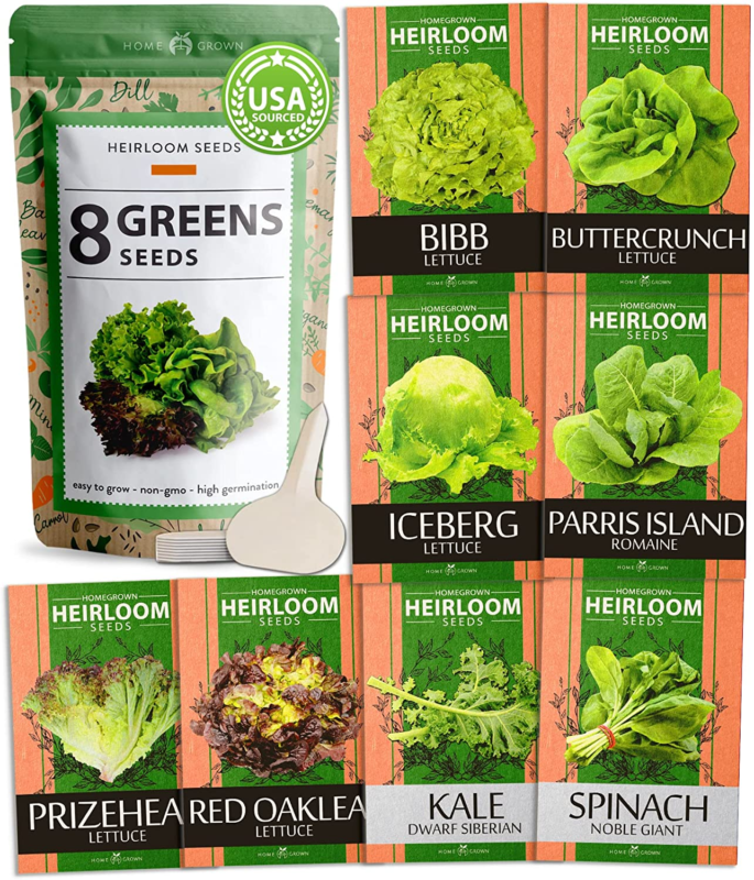 Lettuce & Salad Greens Seed Vault - 1200+ Non-Gmo Vegetable Seeds for Outdoors o - £17.31 GBP
