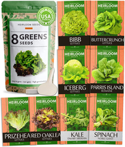 Lettuce &amp; Salad Greens Seed Vault - 1200+ Non-Gmo Vegetable Seeds for Outdoors o - £15.15 GBP