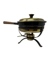 Made in ITALY Chafing 9&quot; Pan Dish w/ Burner Stand &amp; Boiler Wood Handle G... - $29.21