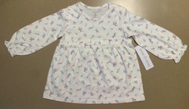 Baby Infant Girl&#39;s Peach Rose Flower Dress Long Sleeves 18M 18 Months White NWT - £10.38 GBP