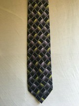 Geometric Plaid Purple Silk Tie - Never Worn - £5.31 GBP
