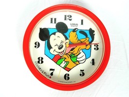 Vintage Mickey Mouse and Pluto Walt Disney Co. Hanging Red Clock Japan 1... - $44.50