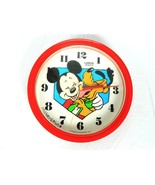 Vintage Mickey Mouse and Pluto Walt Disney Co. Hanging Red Clock Japan 1... - $61.06 CAD