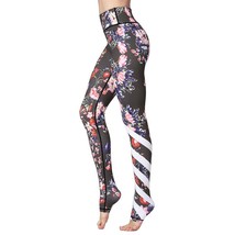 Women Printed Elastic Waist Sports Tight Long Pant Dry Fit Sexy Stretch ... - $47.99