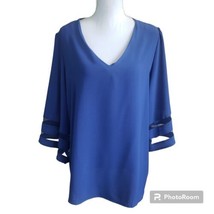 Shein Curve Women&#39;s Bell Sleeve Blouse Blue Size 2X - £31.86 GBP
