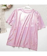 Pink Iridescent Holographic Reflective T-Shirt - $53.39 CAD