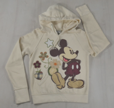 Walt Disney World Mickey Mouse Hoodie Sweatshirt Cream Color Wms Small Vintage - £31.45 GBP