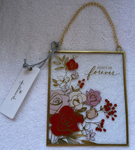 Hallmark Glass Gold Frame Chain Wall Plaque Hanging Flowers HERE’S TO FO... - $19.49