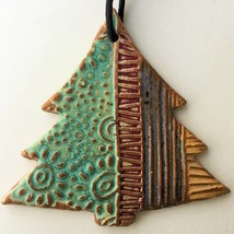  Tree Christmas Ornament Pottery Hand Made - £17.28 GBP