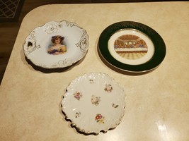 3 - Vintage Plates Woman With Flowers, Last Supper, Flower Design - £15.18 GBP