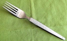 Nasco Stainless Dinner Fork Gibraltar Pattern Hammered Handle 7.5&quot; Japan - £4.64 GBP