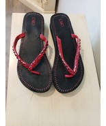 Cato Flip Flops Sandals Red Beaded Straps ~Size 10 - £4.69 GBP