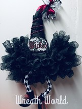 New Handmade Halloween Wicked Witch Wreath Harlequin Legs Door Decor Witch Hat - £44.35 GBP