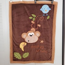 Koala Baby MONKEY AROUND Blanket Brown Babies R Us Nursery Crib 39&quot; x 29.5&quot; - £13.13 GBP