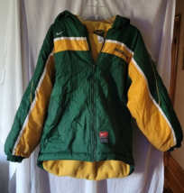 VTG Nike Green Bay Packers Winter Jacket Hooded Zipper  Large NFL Foodball Warm - £39.22 GBP