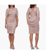 Betsy &amp; Adam Glitter Knit Cape Back Cocktail Dress, Rose Pink Gold, Size... - $189.00