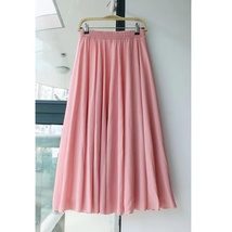 Blue Long Chiffon Skirt Outfit Summer Women Custom Plus Size Chiffon Skirt image 7